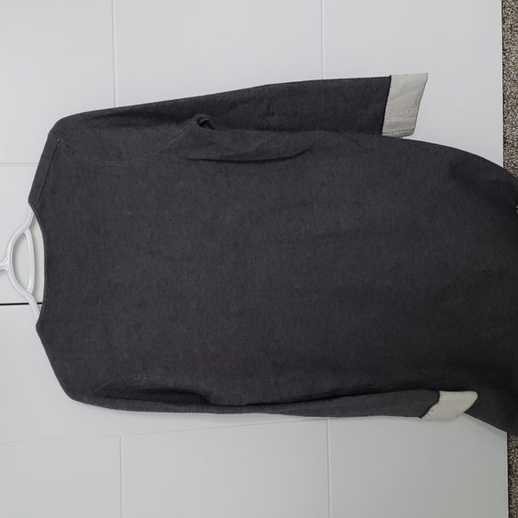 Long Grey & Cream Open Fronted Cardigan with pockets - Picture 2 of 2